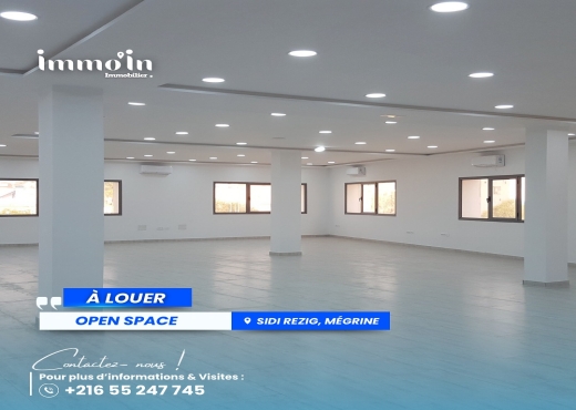 📢 À LOUER – Open Space 221 m² à Sidi Rezig 🏢 - Bien immobilier à {"id":3,"country_id":219,"name":"BEN AROUS","slug":"ben-arous"} - Agence Immobilière le baroque