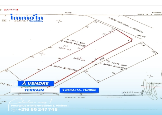 A VENDRE - TERRRAIN - Bien immobilier à {"id":15,"country_id":219,"name":"MONASTIR","slug":"monastir"} - Agence Immobilière le baroque