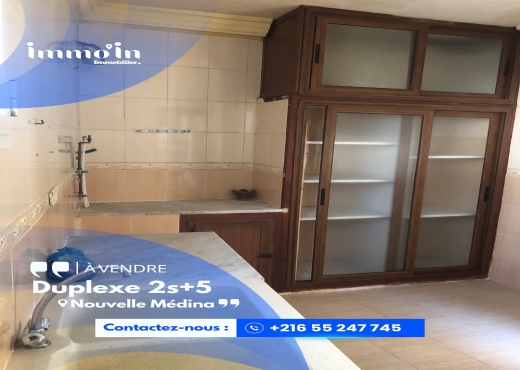 À VENDRE – Maison Duplexe 2S+5 à Médina Jadida - Bien immobilier à {"id":3,"country_id":219,"name":"BEN AROUS","slug":"ben-arous"} - Agence Immobilière le baroque